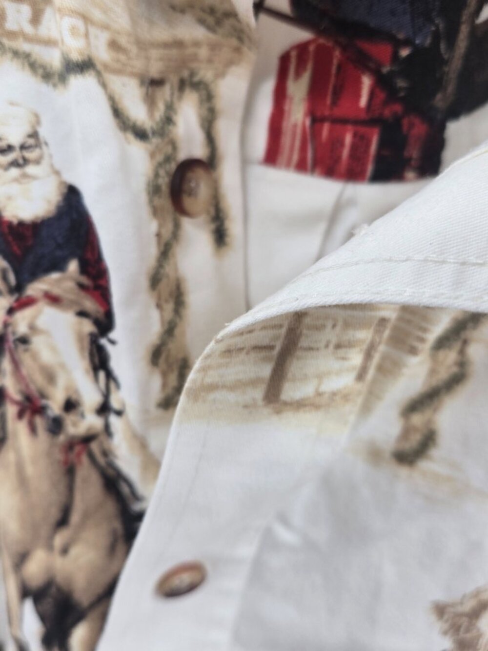 Vintage Bit & Bridle Western Christmas Santa Button Down Shirt Size XL - Picture 5 of 12